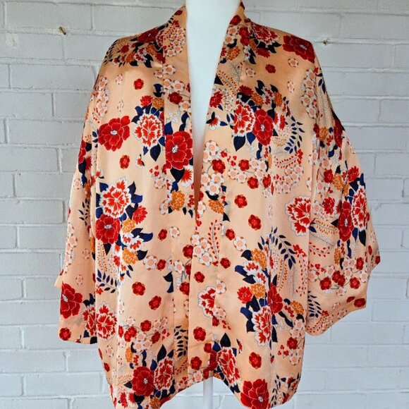 Violet & Claire Floral Kimono Style Jacket/Shirt- Large- Floral Dressing Coat - Picture 1 of 13